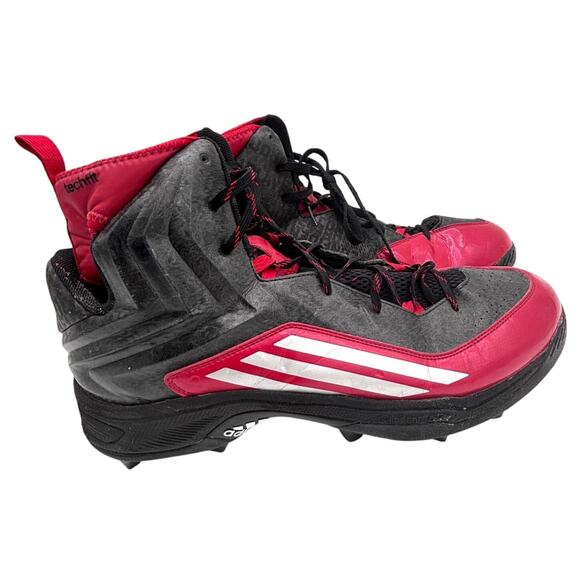 Adidas Techfit Football Cleats Men's Size 17 Red & Black Lace Up Athletic - Picture 2 of 11